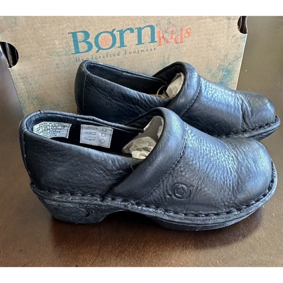 Born Kids Shoes Girls Sz 11 Black Leather Clogs Mules Slip Ons,‎ NIB NEW - Picture 5 of 6